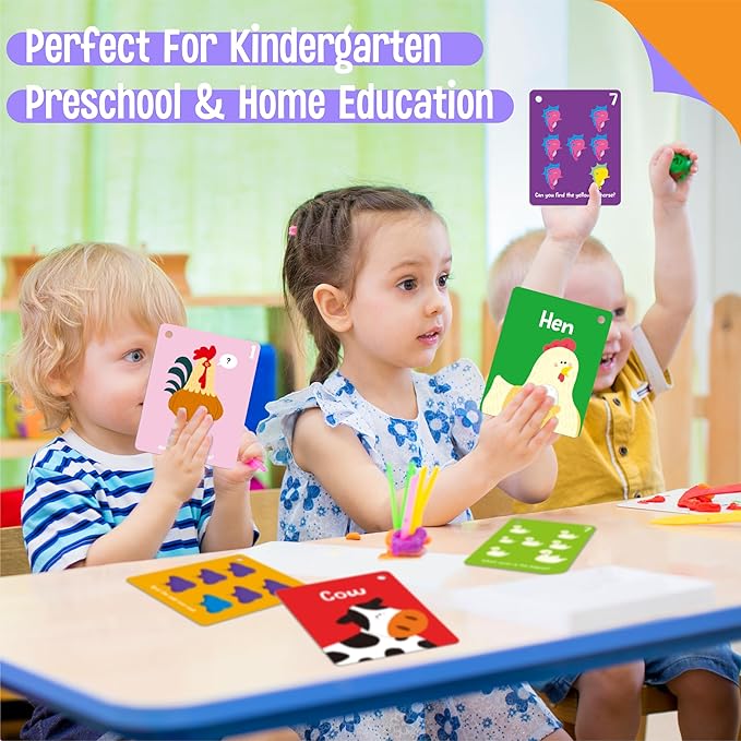 Animal Flashcards, 50 Double-Sided Cards, Wild/Farm/Marine Animal Cards Educational Learning Tools for Preschool and Toddlers Learning (2 Reclosable Rings Attached)-CubbioJoy