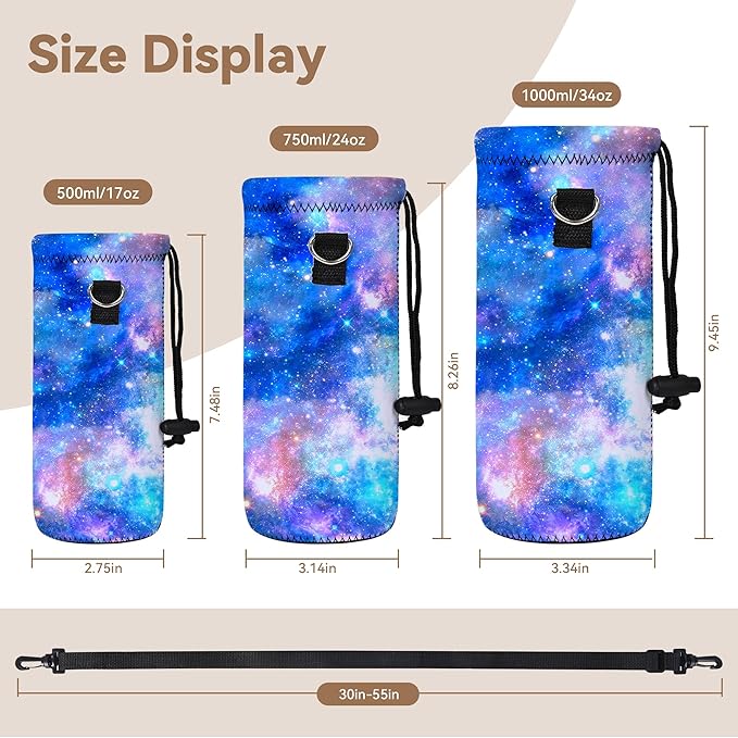 AUPET Water Bottle Bag Carrier,24oz/32oz Insulated Neoprene bottle Sling Holder Case Pouch Cover for 1000ML/750ML Bottles with Shoulder Strap for walking-CubbioJoy