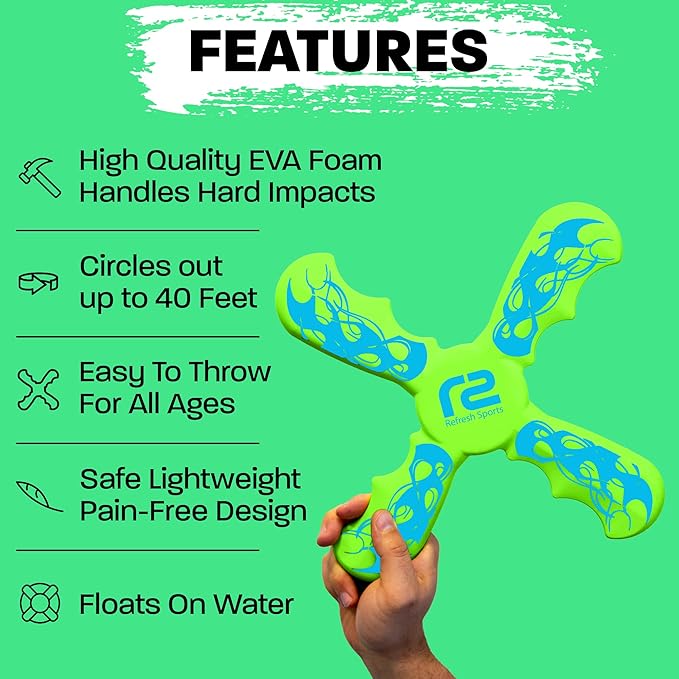 Boomerangs for Kids: Best Soft Flying Beach Toys for Kids - Cool Birthday Gifts for Boys & Girls - Sports Beach Games & Pool Toys - Outdoor Games & Fun for Boys Ages 8-12 & 4 5 6 7 8 9 10 11 12 13 14-CubbioJoy