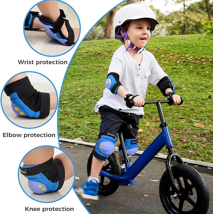 BOSONER Kids/Youth Knee Pads Elbow Pads Wrist Guards Set for 3-15 Years, Child Protective Gear Set for Roller Skates, Cycling, BMX Bike, Skateboard, Inline Skating, Scooter Riding Sports…-CubbioJoy