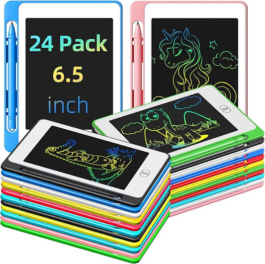 24 Pack LCD Writing Tablet for Kids, 6.5 Inch Colorful Doodle Board Drawing Tablet, Erasable Reusable Electronic Drawing Pads, Educational Learning Toys Birthday Gifts for Girls Boys Age 3 4 5 6 7 8-CubbioJoy