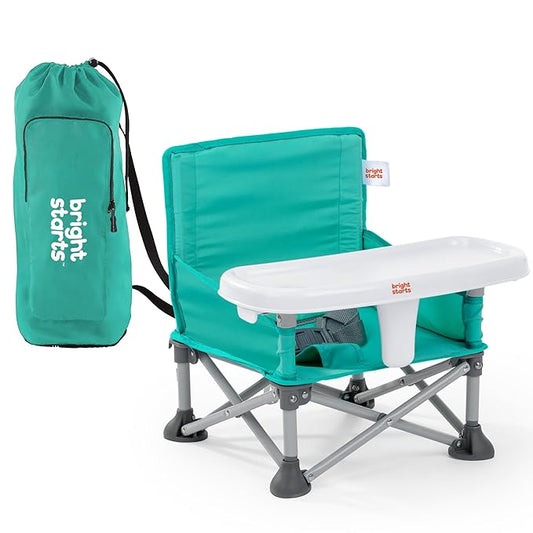 Bright Starts Pop 'N Sit Portable Booster, Indoor/Outdoor Use, Floor Seat with Feeding Tray, Teal, 6 Mos - 3 Yrs-CubbioJoy