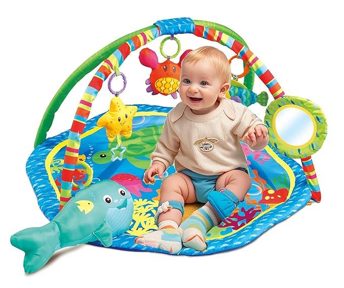 Baby Activity Play Gym Mats Ocean Park with Arches, Activity Toys, Animals Toys (L30 x W30 Inch)-CubbioJoy