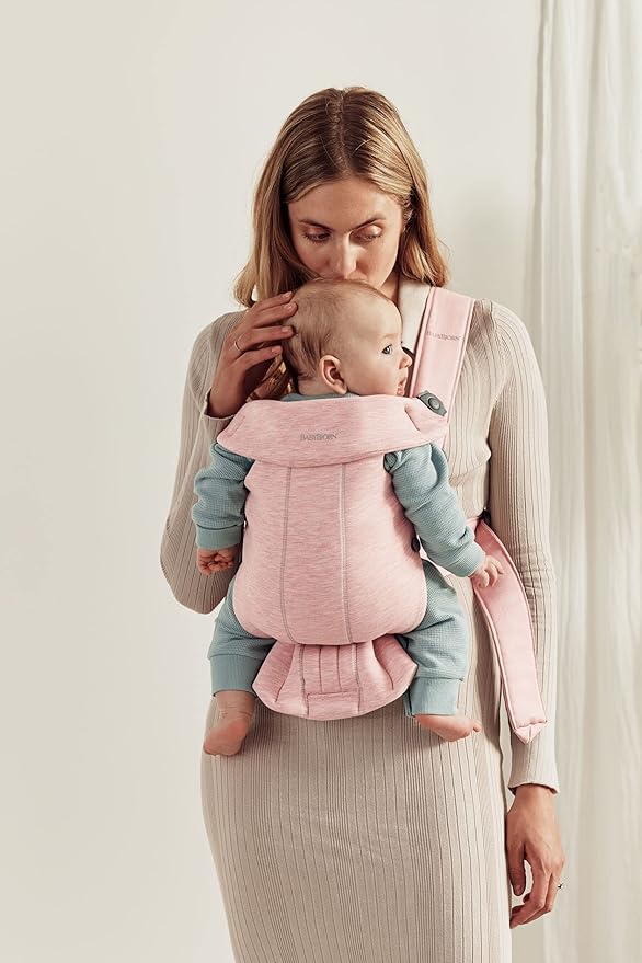 BabyBjörn Baby Carrier Mini, Light Pink, 3D Jersey | Infant Carrier (7-25 lbs), Ergonomic, Easy-to-Use-CubbioJoy