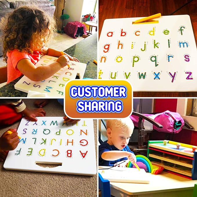 CozyBomB™ Double Sided Magnetic Letter Board - 2 in 1 Alphabet Magnets Tracing Board for Toddlers ABC Letters Uppercase & Lowercase Practicing Gifts for Boys Girls Birthdays Christmas Holidays-CubbioJoy