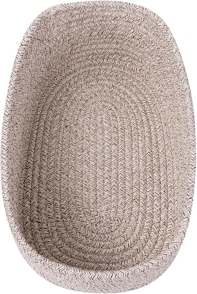 Cute Shelf Basket to Store and Organize Household Items/Baskets&Bins for Daily Storage &Organizing/Woven Rope Basket for Living Room, Playroom/Small Oval-13x8.66x5.11’’,3 Packs Light Brown-CubbioJoy