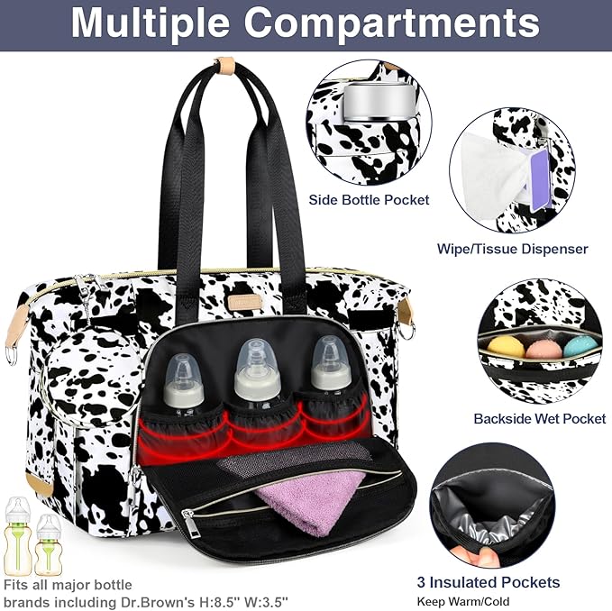 ITIEZY Diaper Bag Tote for Baby - Large Mommy Bag with Portable Changing Pad Pacifier Case, Hospital Bags Travel Baby Bag-CubbioJoy