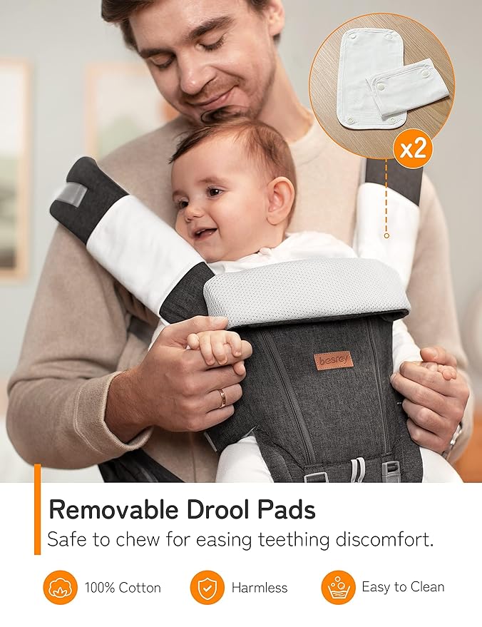 besrey Baby Carrier Hip Seat for Dad, Front Summer Infant Carrier Newborn to Toddler, Plus Men Backpack Holder, Harness for Carrying Infant, Hip Seat with Strap-CubbioJoy