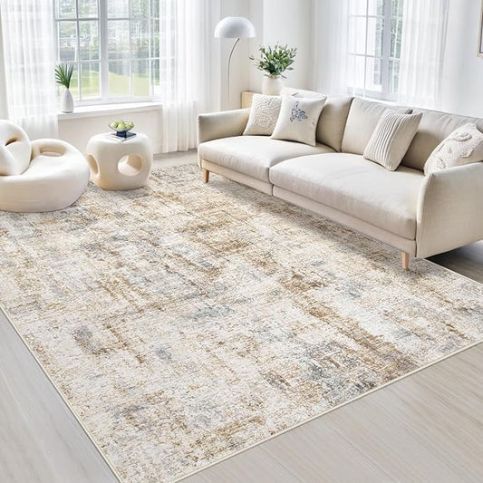 Area Rugs 5x7 Living Room: Washable Rug Modern Abstract Rugs Soft Non Slip Neutral Rug Stain Resistant Indoor Carpet for Bedroom Kitchen Dining Room Nursery Home Office Rugs(Blue Brown,5'x7')-CubbioJoy