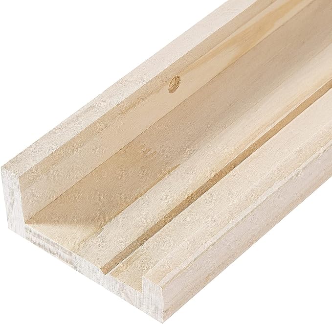 AZSKY Natural Wood Wall Mounted Shelves 24 Inch Floating Wall Book Shelf Floating Ledge Storage Rustic Shelves Photo Picture Ledge for Home Decor a Set of 3-CubbioJoy