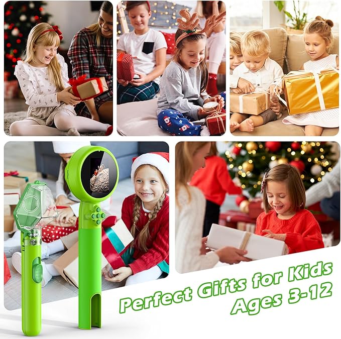 2 in 1 Kids Microscope with Bug Catcher,HD 500X Digital Microscope for Kids with 2" Screen,Photo and Video,STEM Educational Science Kit Learning Toys for Age 3-12 Girls & Boys Birthday Gifts (Green)-CubbioJoy
