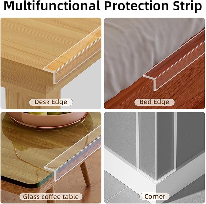 2Pack Clear Edge Protector,Safe Corner Protector, Anti-Sharp Edge Protector, for Furniture, Drawers, Tables, Cabinets 2inX6.56FT-CubbioJoy