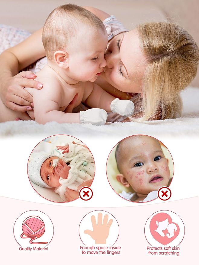 24 Pairs Newborn Baby Mittens Unisex Cute Glove No Scratch Baby Mittens Gloves for 0-6 Months Boys Girls-CubbioJoy