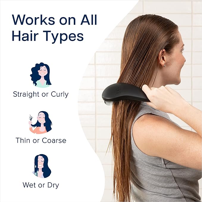 Crave Naturals Glide Thru Detangling Brush, Detangler Brush for Curly, Straight, Wet and Dry Hair Comb for Adults and Kids, Hair Accessories for Women, Black-CubbioJoy