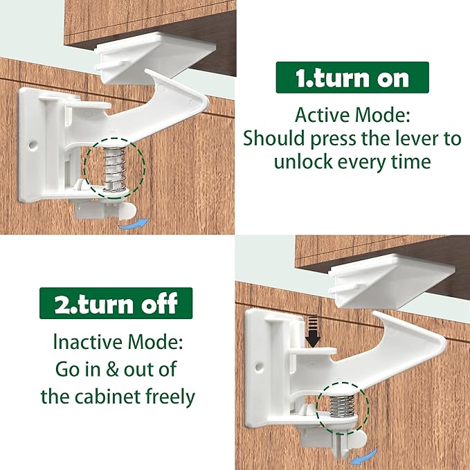 20 Pack Cabinet Locks Child Safety Latches - Vmaisi Baby Proofing Cabinets Drawers Lock - Upgraded Stronger Adhesive Easy Installation - No Drilling-CubbioJoy