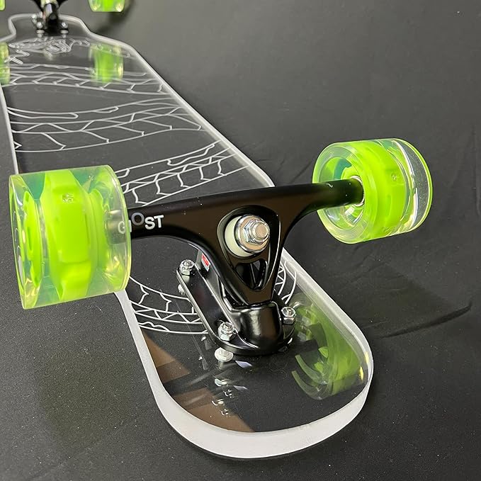 Clear Longboard Skateboard - Transparent Acrylic Long Boards with Light-Up LED Wheels for Smooth Rides - Ride The Streets in Style with Longboard Built for Beginners & Pros Alike-CubbioJoy