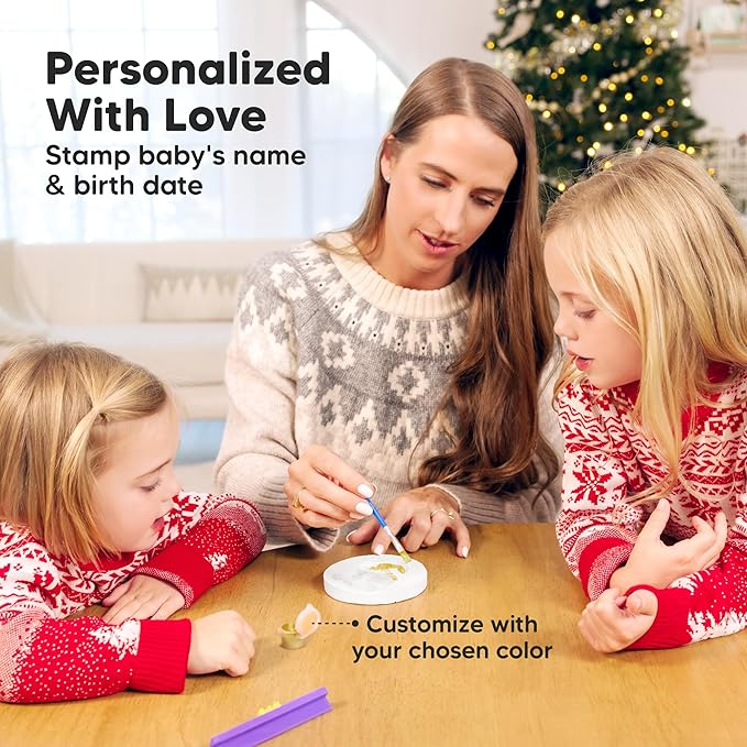 Baby Hand and Footprint Kit Girls, Boys - Personalized Baby Footprint Ornament Kit, Newborn Keepsake Gifts for New Mom, Easy to Use Handprint Makers, Cute Shower Gifts (Squash,Multi-Colored)-CubbioJoy