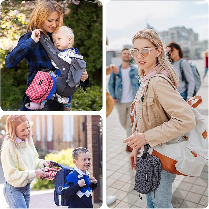 Cerbonny Small Cooler Bag Freezable Lunch Bag for Work School Travel, Leak-proof, Insulated, Waterproof, Portable, Pink Checkerboard, 2.5L-CubbioJoy