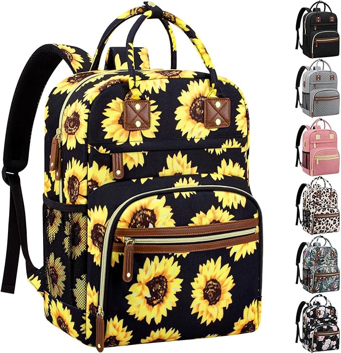 Diaper Backpack Tote Large Capacity, Baby Bag with Insulated Pockets Multifunctional Diaper Bags For Baby Girl Boy Women Waterproof Bags Mama Maternity Bag Sunflower-CubbioJoy