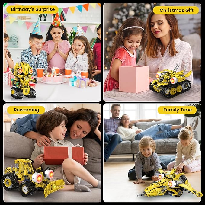 5-in-1 STEM Robot Building Kit for Kids Ages 8-16, Remote & App Controlled, Rechargeable Engineering Learning DIY Coding Toy, Educational Building Blocks Gift for Girls & Boys (673 PCS)-CubbioJoy