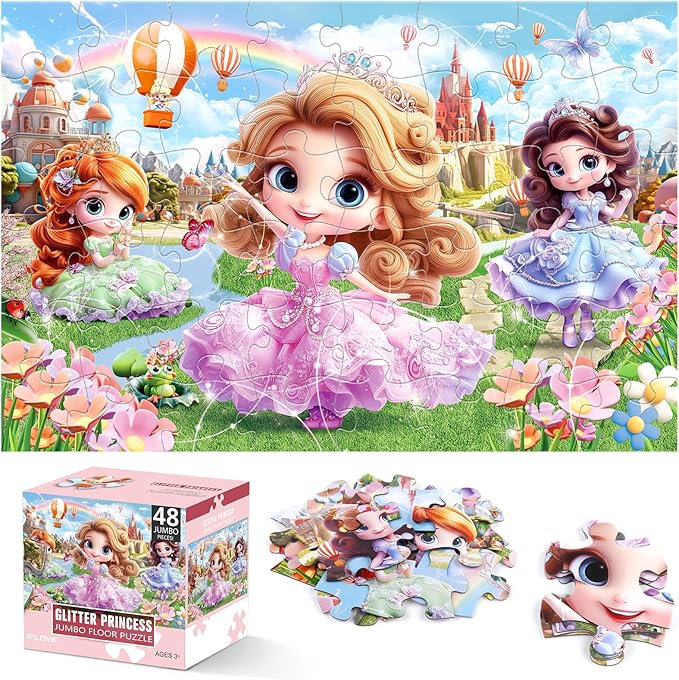 Jumbo Floor Puzzle for Kids,48 Piece Princess Large Jigsaw Puzzles,Puzzle for Toddler Ages 3-5,Preschool Educational Intellectual Development Toy Gift for Boys & Girls Ages 4-8-CubbioJoy