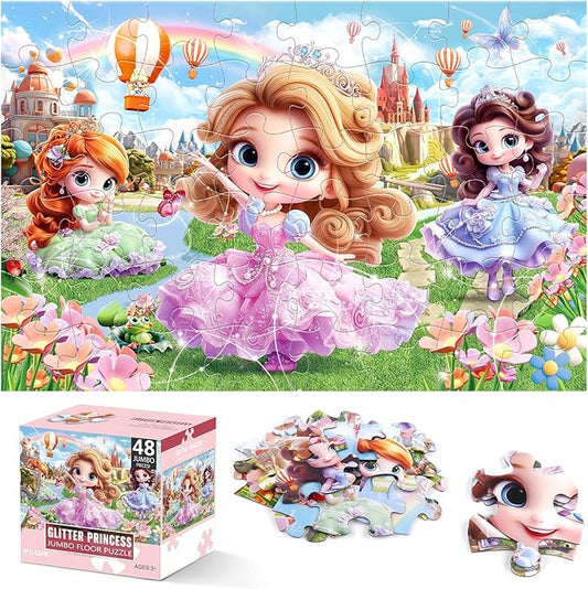 Jumbo Floor Puzzle for Kids,48 Piece Princess Large Jigsaw Puzzles,Puzzle for Toddler Ages 3-5,Preschool Educational Intellectual Development Toy Gift for Boys & Girls Ages 4-8-CubbioJoy
