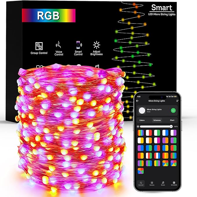 Brizled Smart RGB Fairy Lights Pro, 66FT 200 LED Orange Purple Halloween String Lights, Color Changing Christmas Fairy Light App Controlled, Dimmable Tree Light Music Sync Work with Google Home Alexa-CubbioJoy