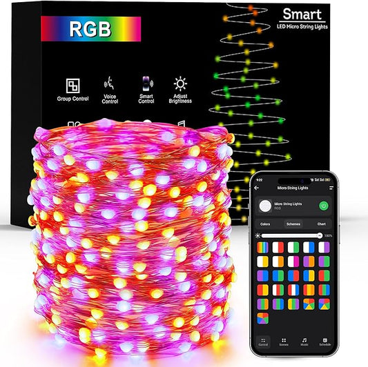 Brizled Smart RGB Fairy Lights Pro, 66FT 200 LED Orange Purple Halloween String Lights, Color Changing Christmas Fairy Light App Controlled, Dimmable Tree Light Music Sync Work with Google Home Alexa-CubbioJoy