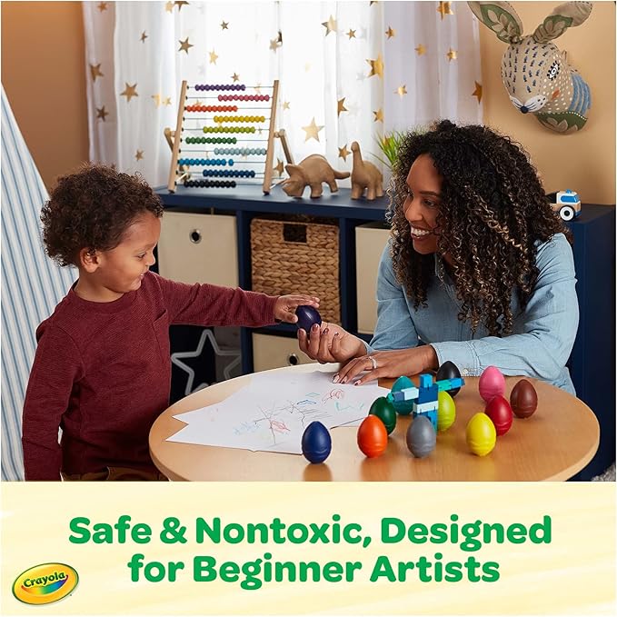 Crayola Large Egg Crayons (12ct), Jumbo Washable Crayons for Toddlers, Preschool Art Supplies for Toddlers, Classroom Must Have, Ages 1+-CubbioJoy