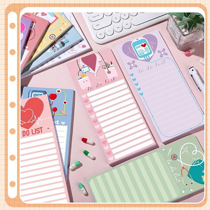 Censen 10 Pack 500 Sheets To Do List Notes Daily Checklist Notepads with 50 Sheets Each Undated Color Memo Pad Block Shopping List Pad Weekly Plan Notepad Organizer Planners(Colorful,Nurse)-CubbioJoy