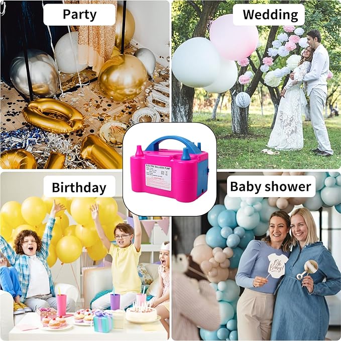 Balloon Pump 600W 110V Electric Balloon Pump Portable Electric Inflator Balloon Air Pump-2 Tying Tools Balloon Blower for Party Decoration-CubbioJoy