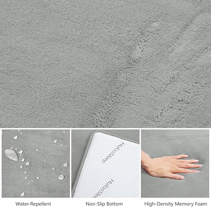 Baby Play Mat for Floor,1.3" Thick Elasti-Foam 50"×50" Playpen Mat for Tummy Time,Water Repellent Soft Coral Velvet for Toddler,Infant,Kids,Non-Slip Backing Safe for Crawling(Light Grey)-CubbioJoy