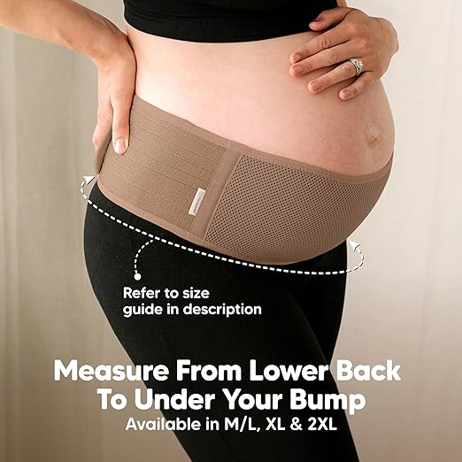KeaBabies Maternity Belly Bands for Pregnant Women - Soft & Breathable Pregnancy Belly Support Band, Adjustable Maternity Belt for Back, Pelvic Support, Comfortable, Easy to Use (Warm Tan, M/L)-CubbioJoy