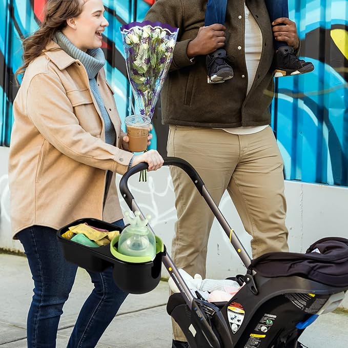 Accmor Stroller Cup Holder with Tray, Universal Cup Holder, Bike Bottle Holder, 361° Rotatable Large Caliber Drinks Holder for Stroller, Bike, Wheelchair, Walker-CubbioJoy