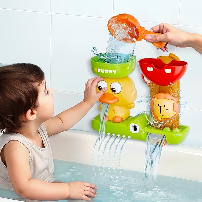 iPlay, iLearn Bath Toys for Toddlers 1-3, Baby Waterfall Bathtub Toy W/ Suction Cup, Kids Bath Tub Shower Playset, Infant Bathtime Fun Summer Pool Birthday Gift 18 24 Month, 2-4, 3-5 Year Old Girl Boy-CubbioJoy