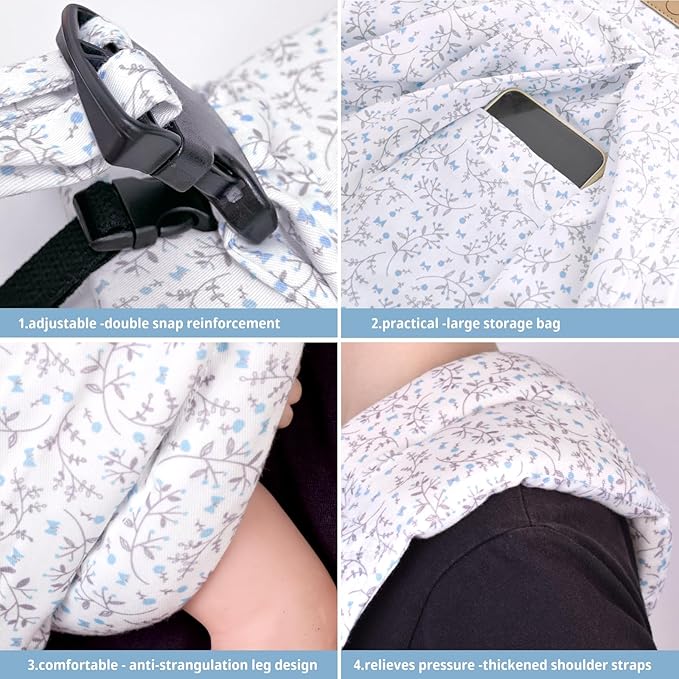 CUBY Wrap Baby Sling Carrier, Baby Wraps Sling Carrier Adjustable Breathable Lightweight Easy to Wearing - Baby Slings for Newborn Infant Toddler Front & Hip Carry Up to 40lbs (Blue Flower)-CubbioJoy