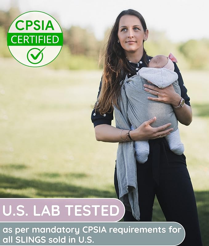 Baby Sling Carrier – Breathable 100% Cotton Wrap for Infant Support, Ring Sling Baby Carrier – Adjustable Muslin Fabric, Baby Carrier Newborn to Toddler – Soft Chest Hold for Travel Dark Grey-CubbioJoy