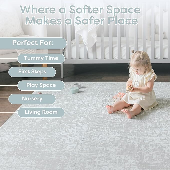 Baby Play Mats for Floor - Eden (4x6ft) - Premium EVA Foam Play Mat for Babies & Toddlers - Perfect for Tummy Time, Crawling, Playroom - Stylish & Comfortable Kids Play Mat-CubbioJoy