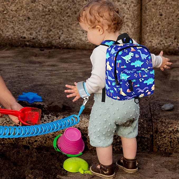 Accmor Toddler Backpack Leash, Cute Dinosaur Kids Backpack with Anti Lost Wrist Link, Mini Child Backpack Leash Walking Harness for Outdoor Travel, Adorable Backpack Tether for Baby Boys 1-3-CubbioJoy