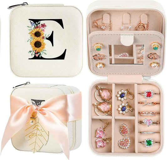AYGXU Travel Jewelry Box for Women and Girls - Small Case With Initial A-Z - Teacher Gifts-CubbioJoy