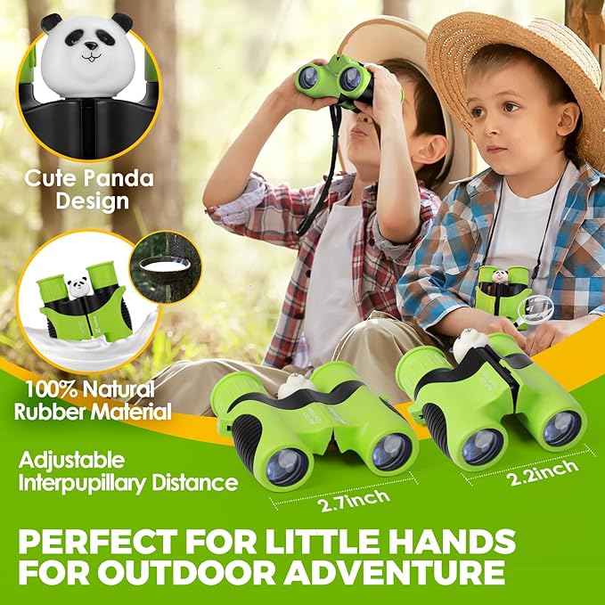 Binoculars for Kids, Toys for 3-12 Year Old Girls and Boys, Bird Watching Hiking 4 5 6 7 8 9 Year Old Girl Boy Christmas Birthday Gifts, Outdoor Toys for Kid Set with Magnifying Glass & Compass-CubbioJoy
