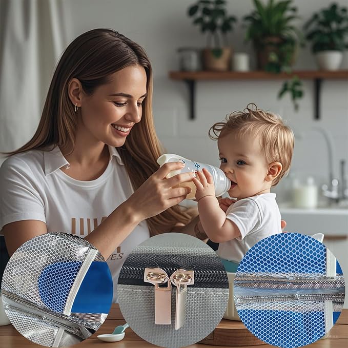 Insulated Breastmilk Cooler Bag with 2 Ice Packs - Breastmilk Cooler Organizer Bag for Daycare, Breastfeeding Mom Travel Outdoor-CubbioJoy