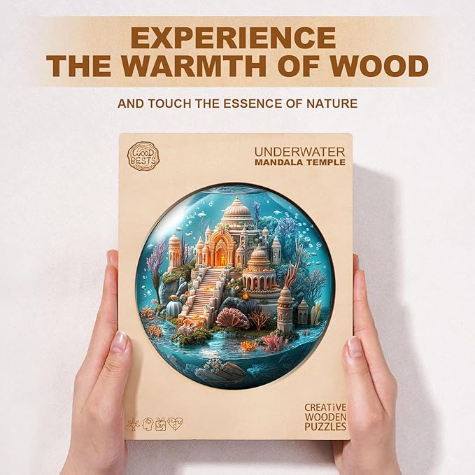Jigfoxy Wooden Puzzles for Adults, Indian Temple Sanctua Wood Puzzles Adult, Unique Animal Shape Wooden Jigsaw Puzzles for Adults, Birthday Gifts for Puzzle Lovers, Family, Friend (S-8.5*8.5in-100pcs)-CubbioJoy