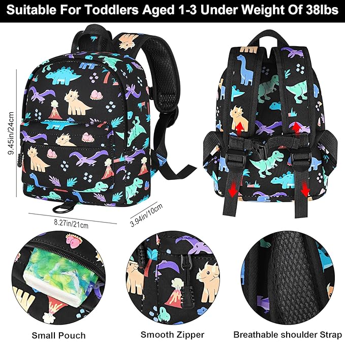 Accmor Toddler Backpack Leash, Cute Dinosaur Kids Backpack with Anti Lost Wrist Link, Mini Child Backpack Leash Baby Walking Harness for Outdoor Travel, Adorable Backpack Tether for Boys-CubbioJoy