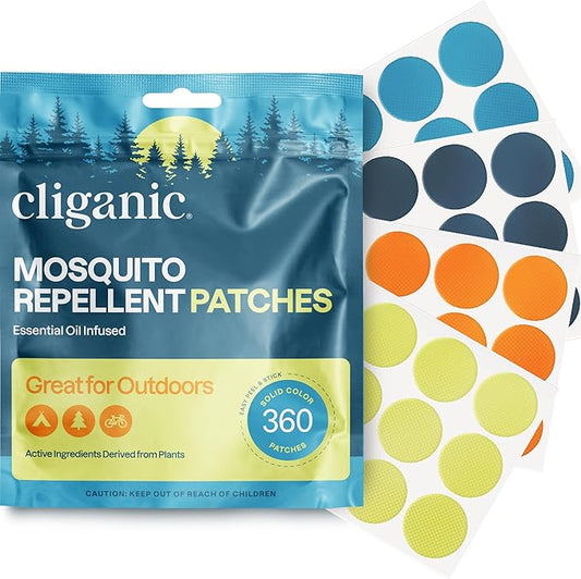 Cliganic Mosquito Repellent Stickers (360 Pack) - Patches for Kids & Adults, Natural DEET-Free, Citronella Essential Oil Infused-CubbioJoy