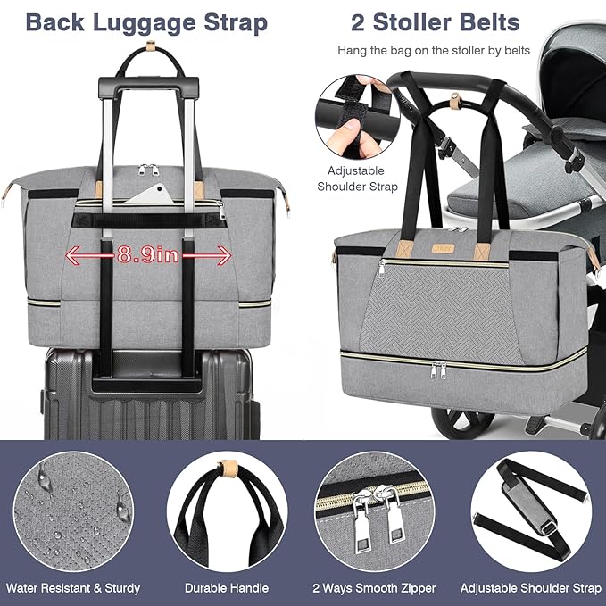 ITIEZY Diaper Bag Tote for Baby - Large Mommy Bag with Portable Changing Pad Pacifier Case, Hospital Bags Travel Baby Bag-CubbioJoy