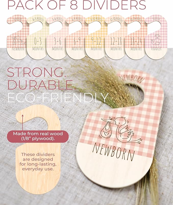 Baby Clothes Organizer - Pink Baby Closet Dividers for Nursery Decor, Storage & Organization - 8 Size Closet Dividers for Hanging Clothes, Gender Neutral Nursery Must-Haves & Accessories-CubbioJoy