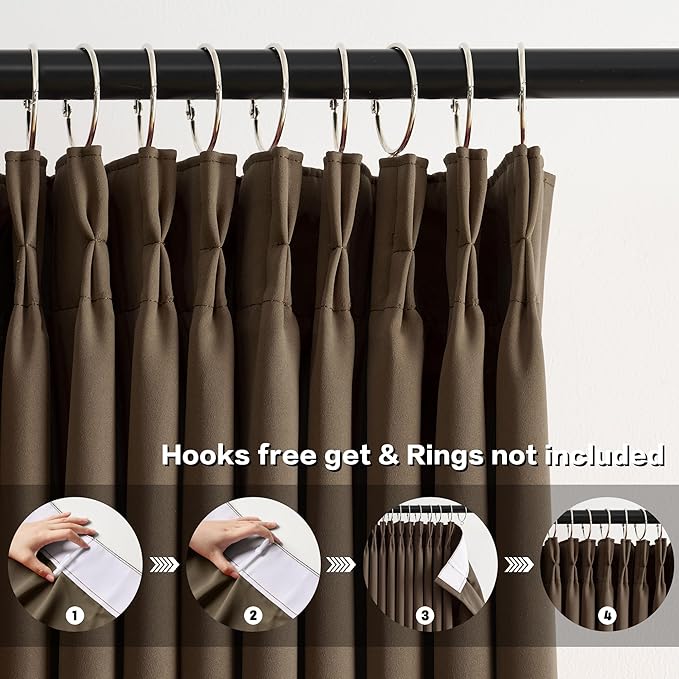 KEQIAOSUOCAI Blackout Curtains 84 Inches Long, Pinch Pleated Window Room Darkening Curtain Panels Drapery for Home, Hotel, Office, 40" W x 84" L, Set of 2, Chocolate Brown-CubbioJoy