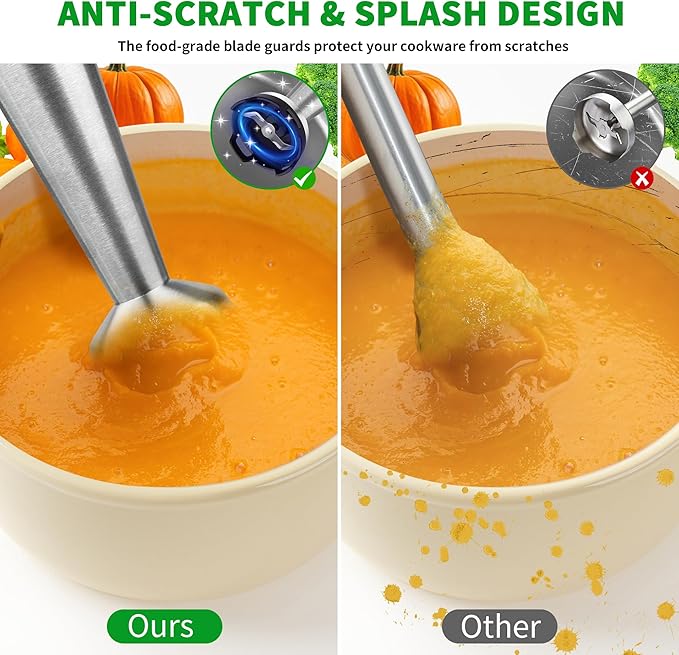 Cordless Immersion Blender Handheld, Rechargeable 4 In 1 Electric Hand Blender Stick Blender Variable Speed with Chopper, Beaker, Whisk, Stainless Steel Blade for Soup, Baby Food, Smoothies-CubbioJoy