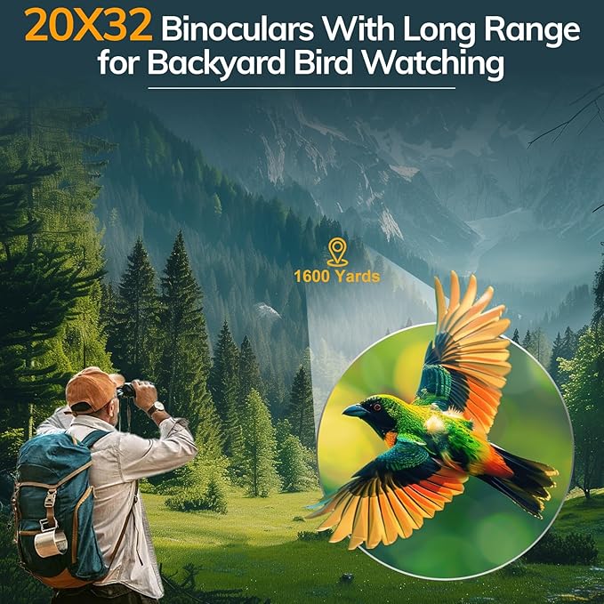 20x32 Compact Binoculars for Bird Watching - OPAITA High Powered Small Binoculars for Adults Kids with Low Light Vision for Hunting Cruise Trip Travel Concert Hiking Green-CubbioJoy